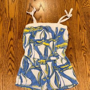 Lilly Pulitzer Blue, Yellow & White Sailboat Terry Romper